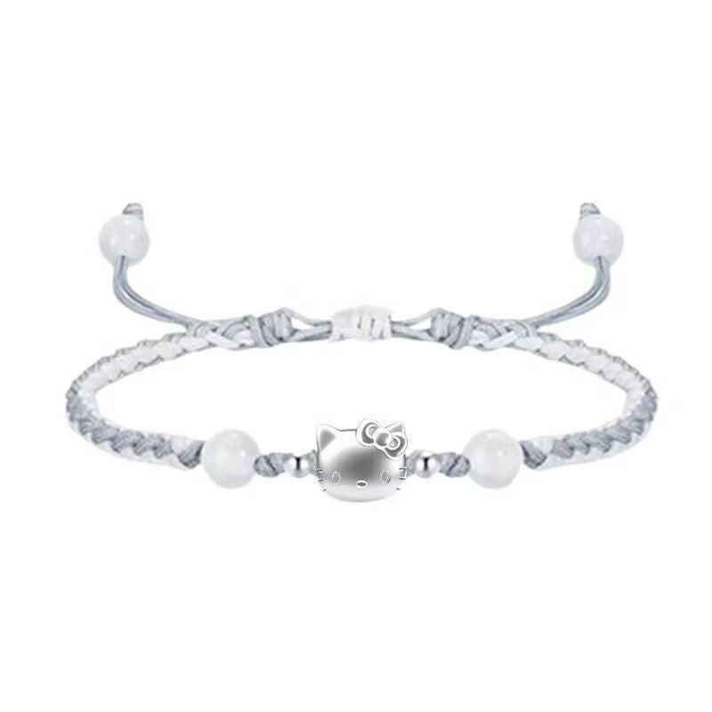 Hand-Woven 999 Pure Silver Hello Kitty Bracelet