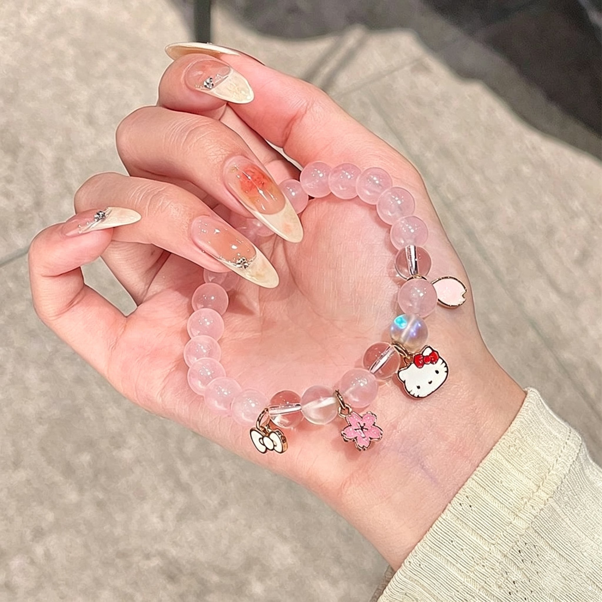 Hello Kitty Rose Quartz &amp; Cherry Blossom Bracelet