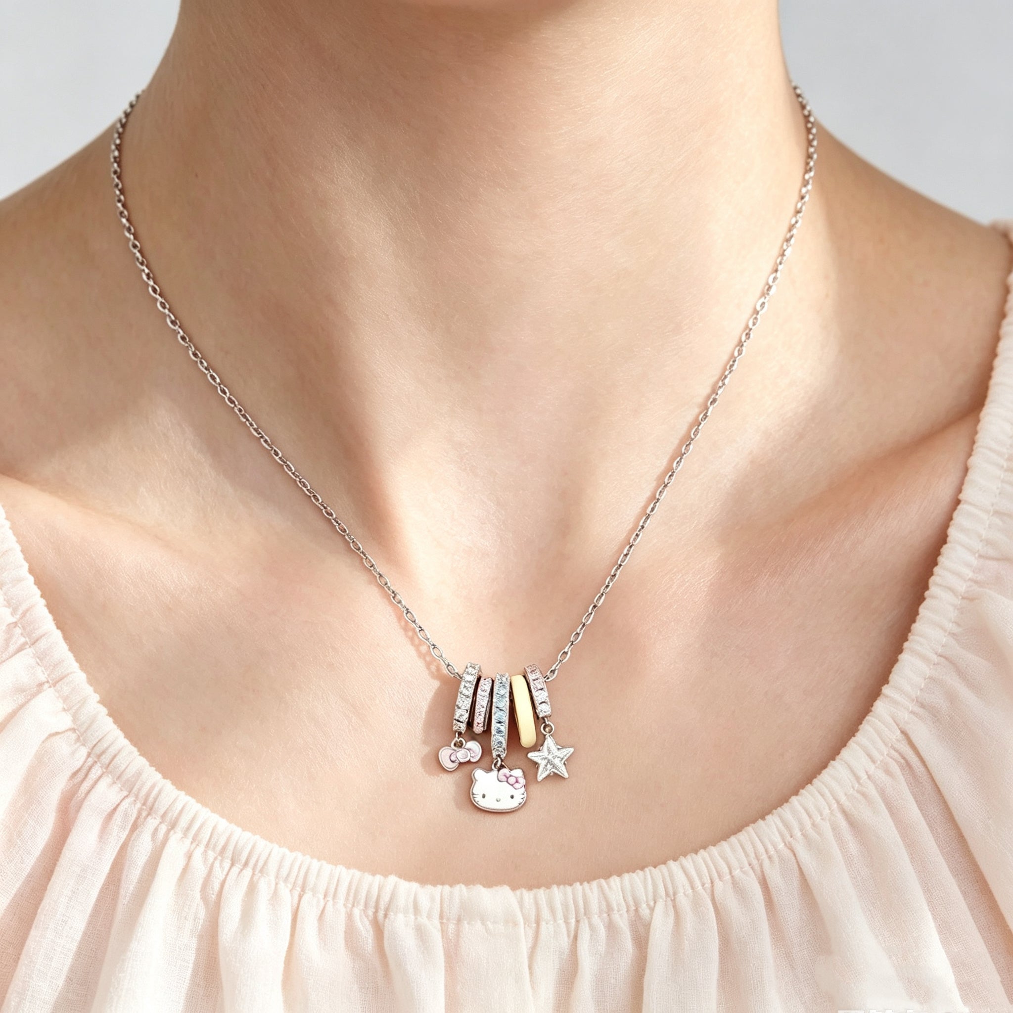 Hello Kitty "Dopamine" Style Hoop Necklace