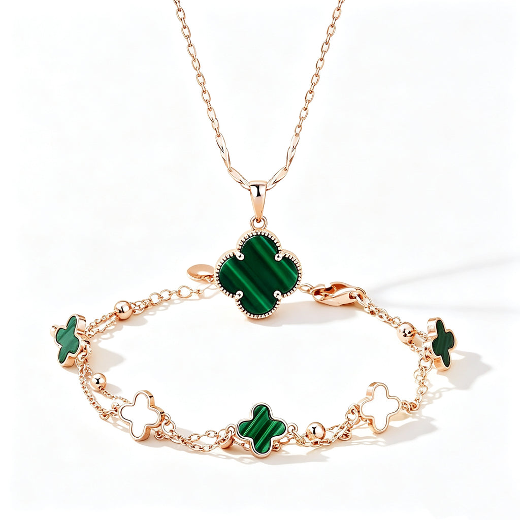 Rose Gold Double-Sided Four-Leaf Clover Set