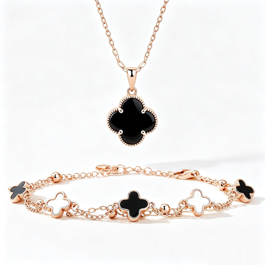 Rose Gold Double-Sided Four-Leaf Clover Set