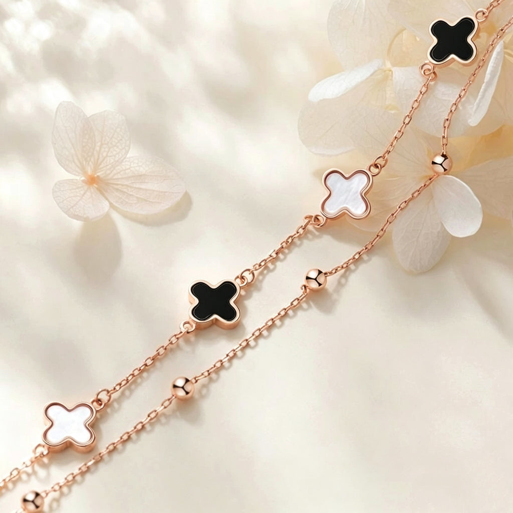 Rose Gold Double-Sided Four-Leaf Clover Set