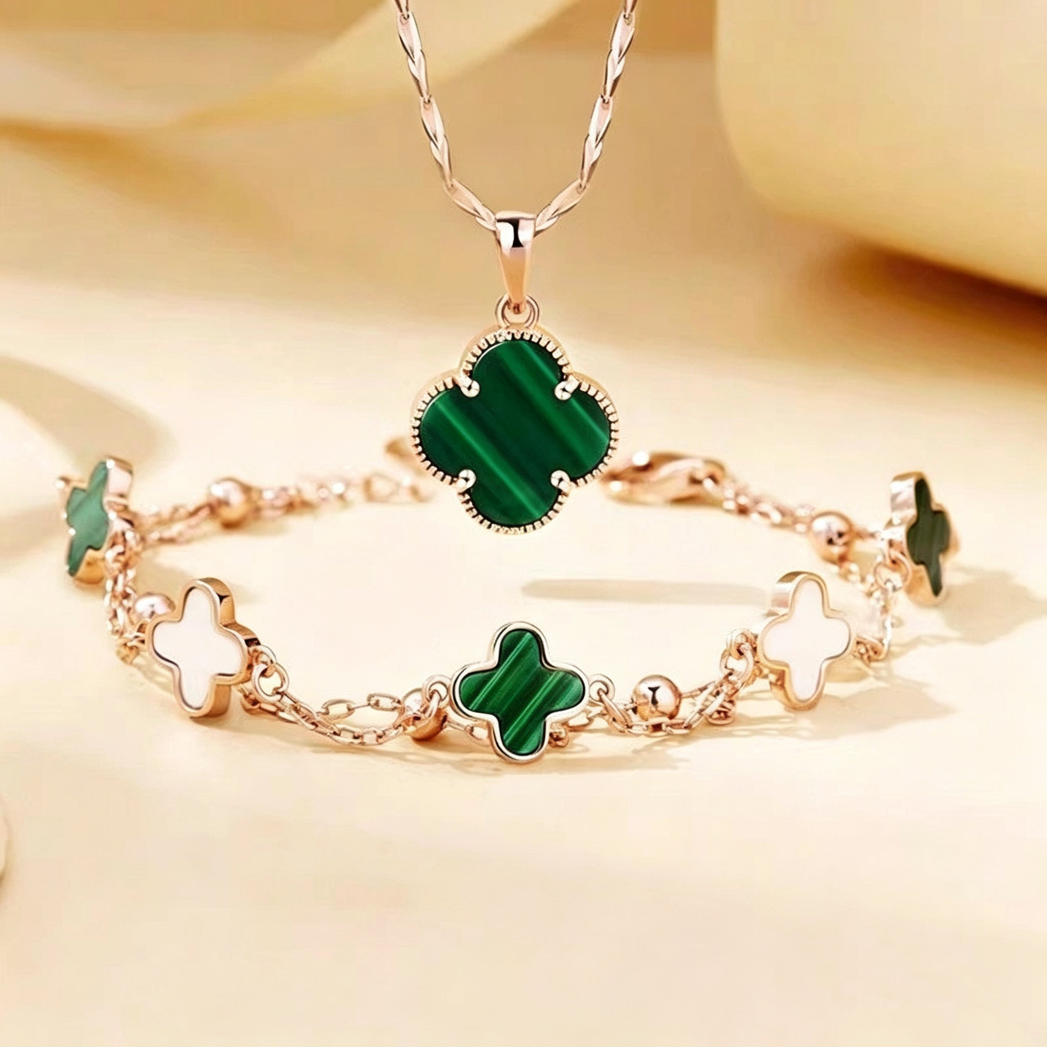 Rose Gold Double-Sided Four-Leaf Clover Set