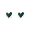 Navy Blue Mother-of-Pearl Heart Studs with