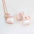 Pink Cat's Eye Double-Layer Square Jewelry Set
