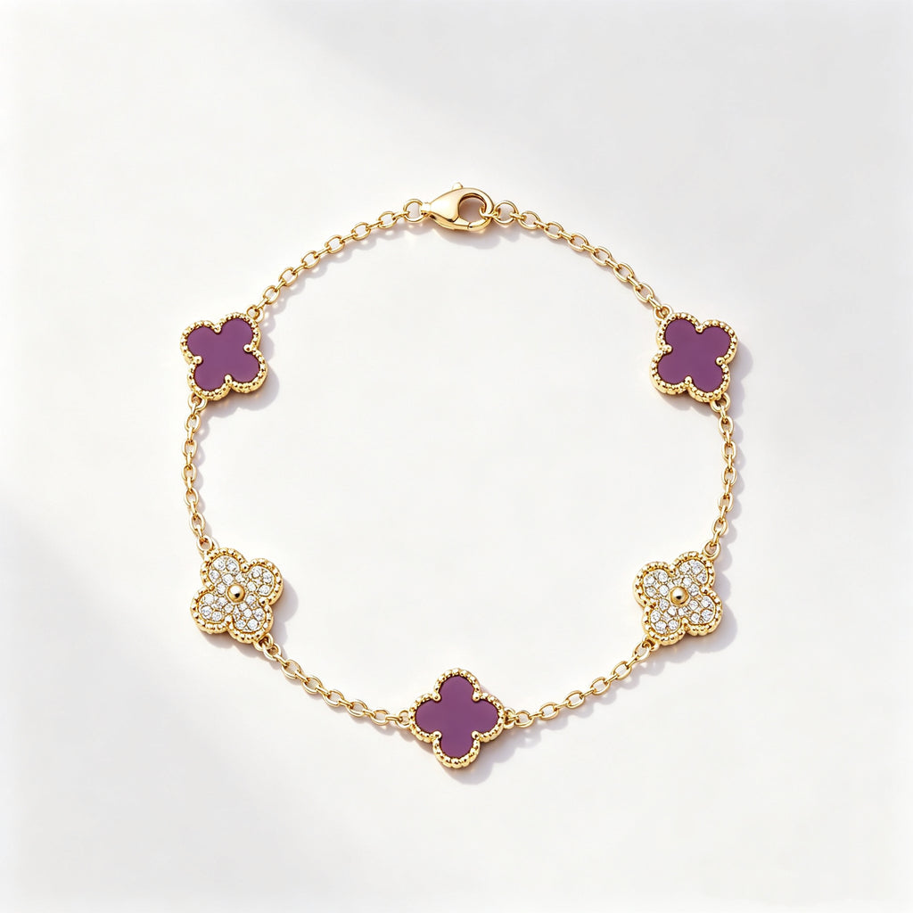18K Gold-Plated Four-Leaf Clover Bracelet