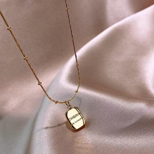 18K Gold-Plated Letter Square Pendant Necklace