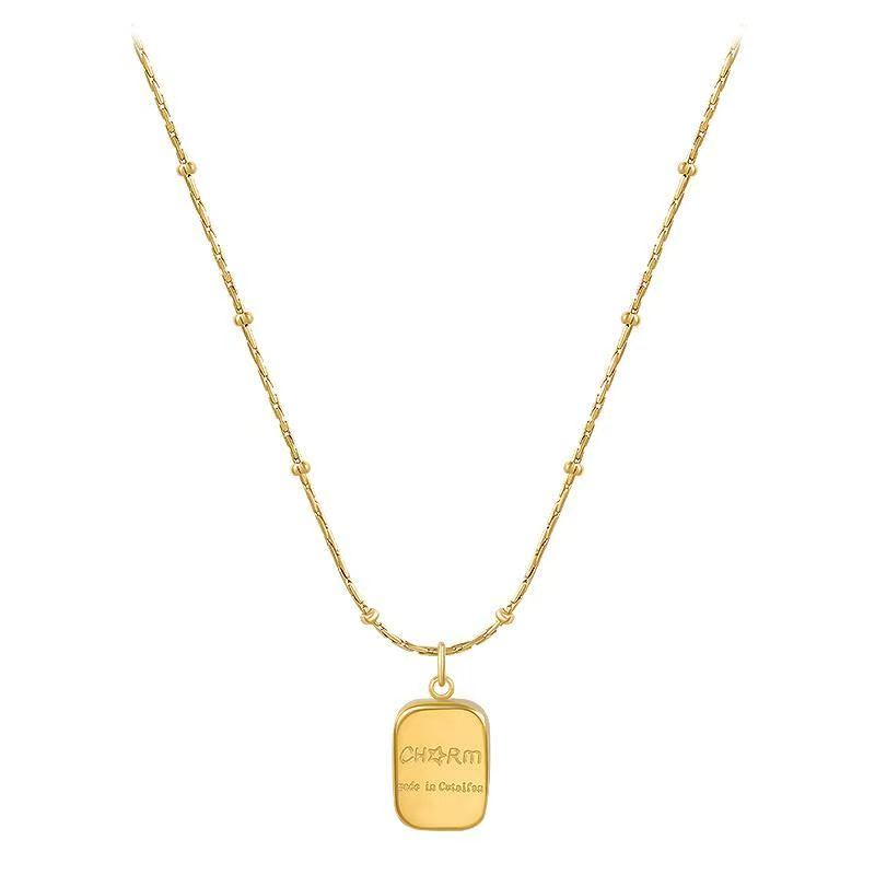 18K Gold-Plated Letter Square Pendant Necklace