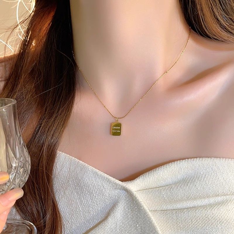 18K Gold-Plated Letter Square Pendant Necklace