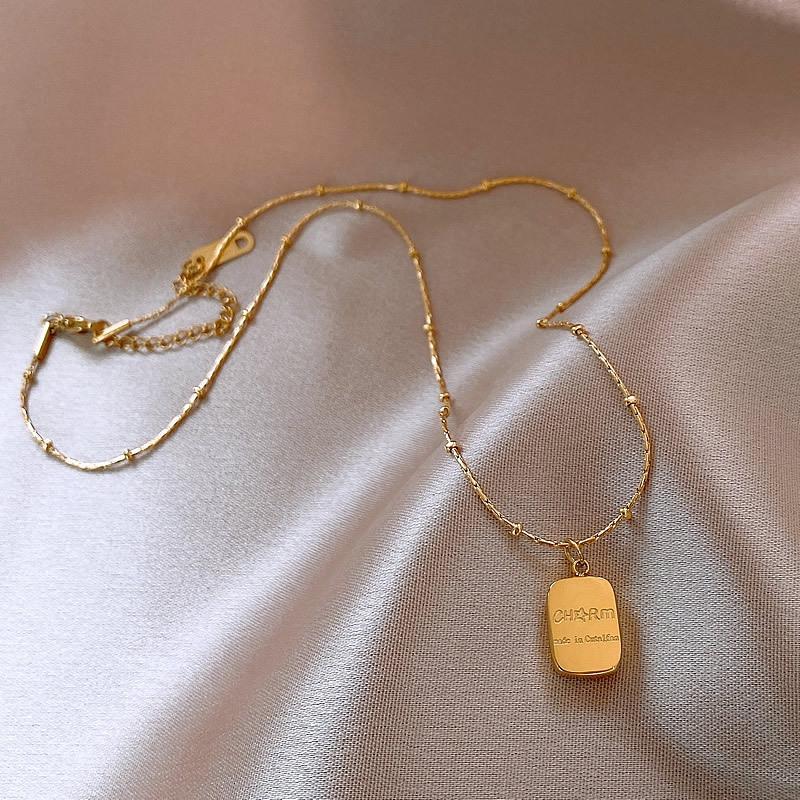 18K Gold-Plated Letter Square Pendant Necklace