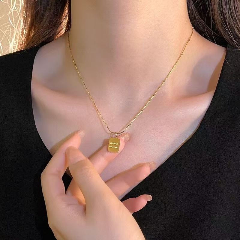 18K Gold-Plated Letter Square Pendant Necklace