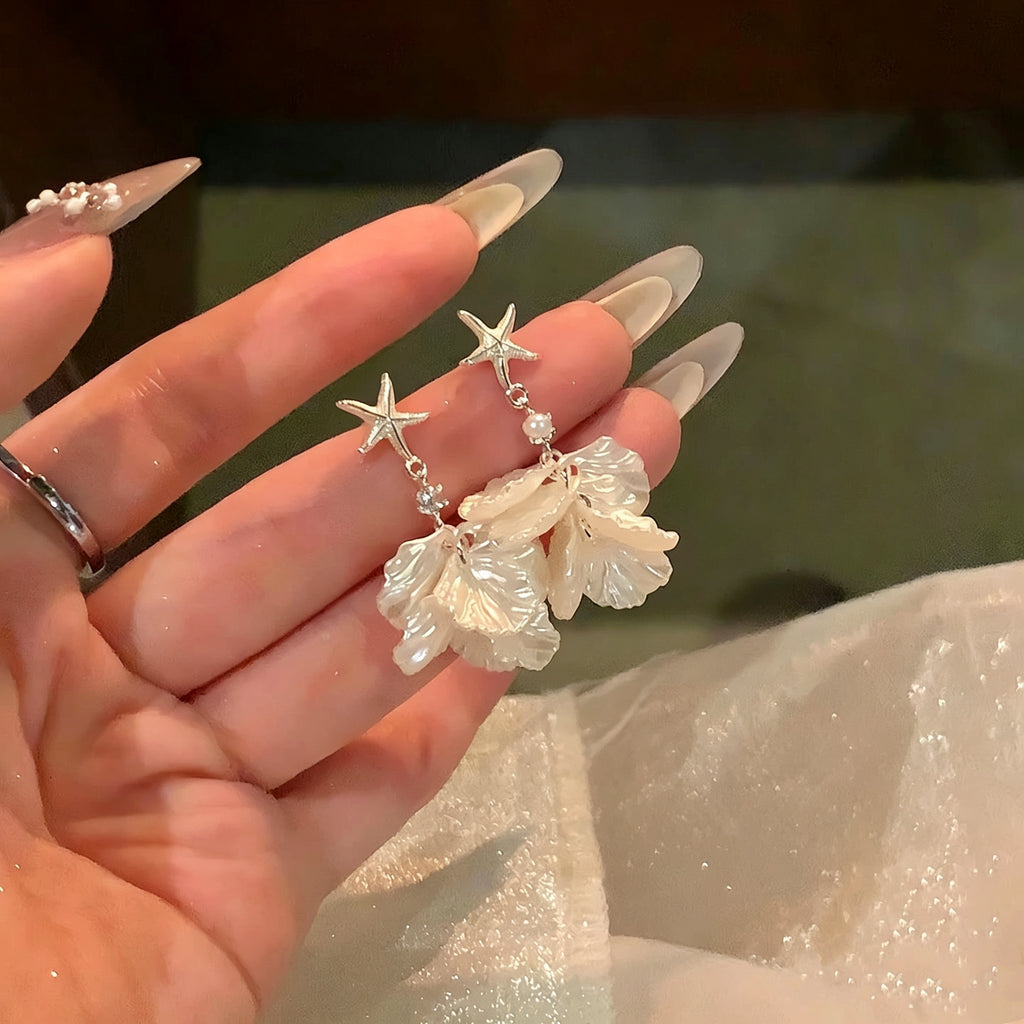 Gentle-Style Starfish &amp; Shell Stud Earrings
