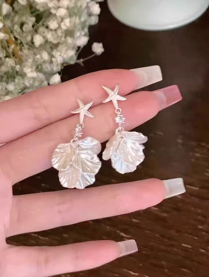 Gentle-Style Starfish &amp; Shell Stud Earrings