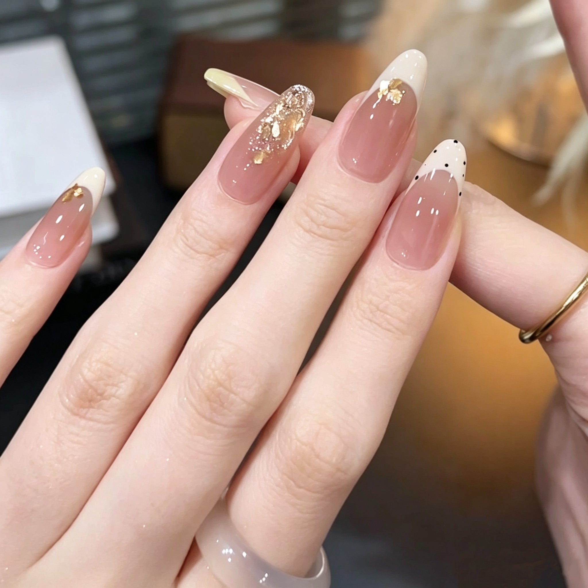 Sheer Nude Almond Press-on Nails