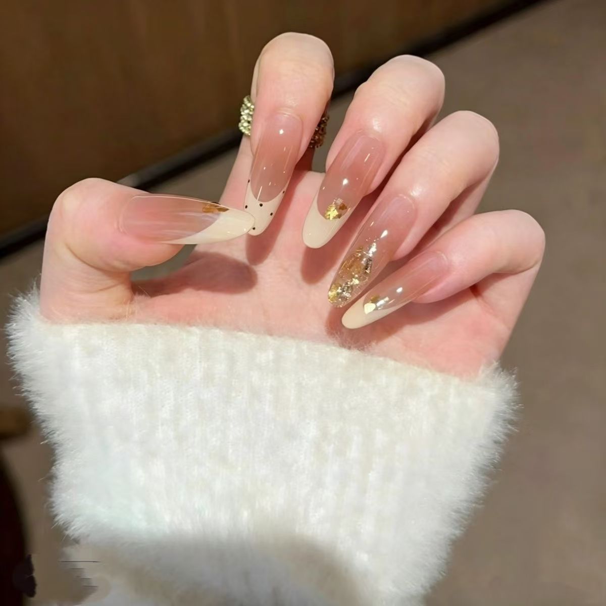 Sheer Nude Almond Press-on Nails