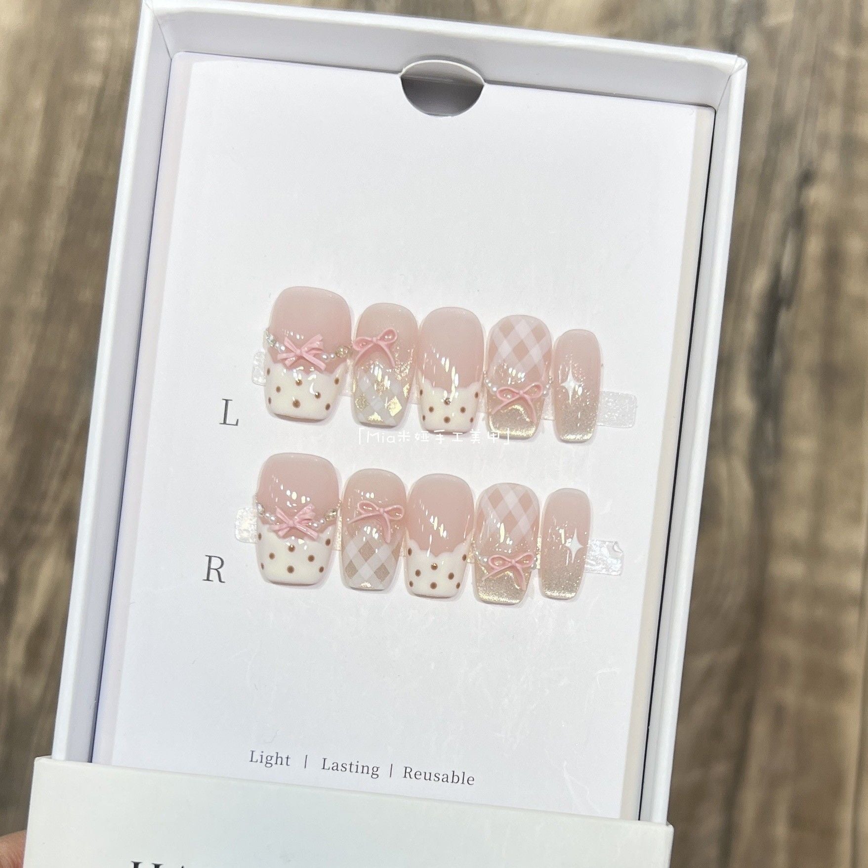 Polka-Dot Bow Press-On Nails