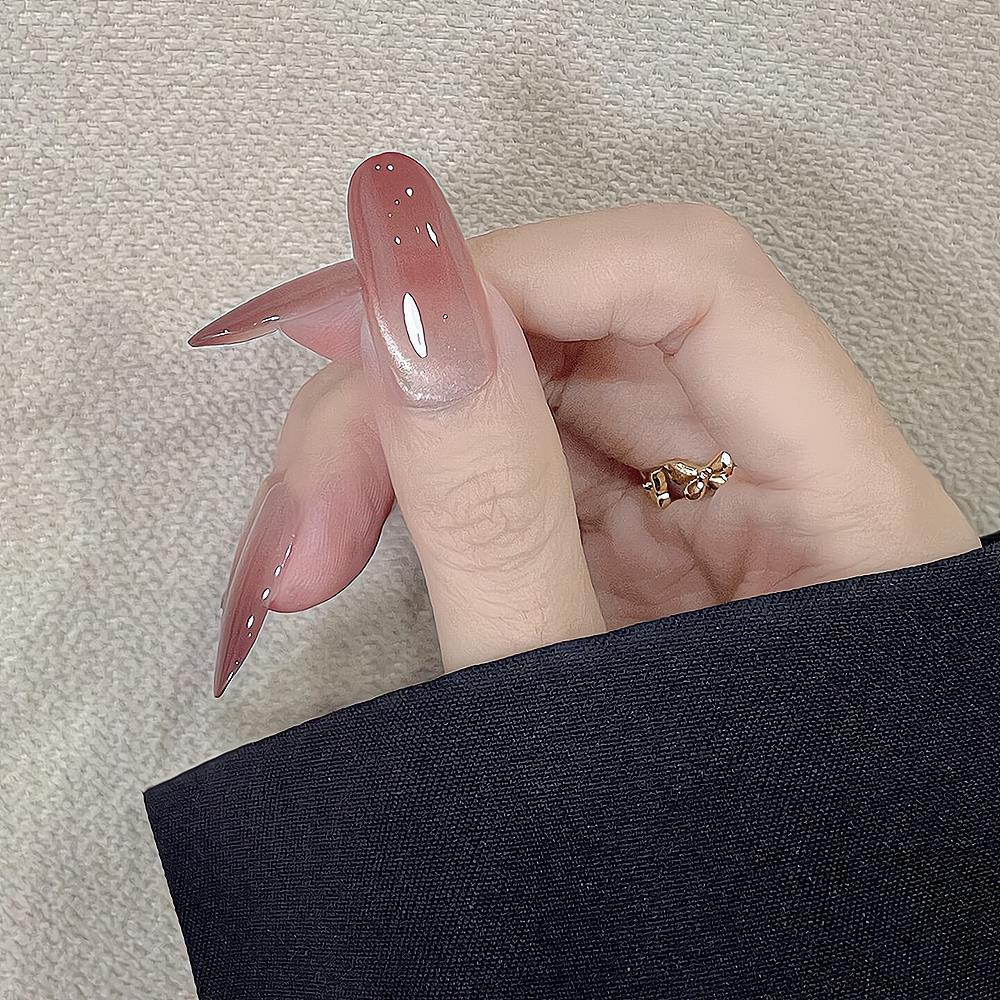 Wine Red Cat Eye Gradient Press On Nails