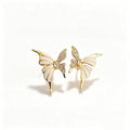 Enamel Diamond-Accented Butterfly Stud Earrings