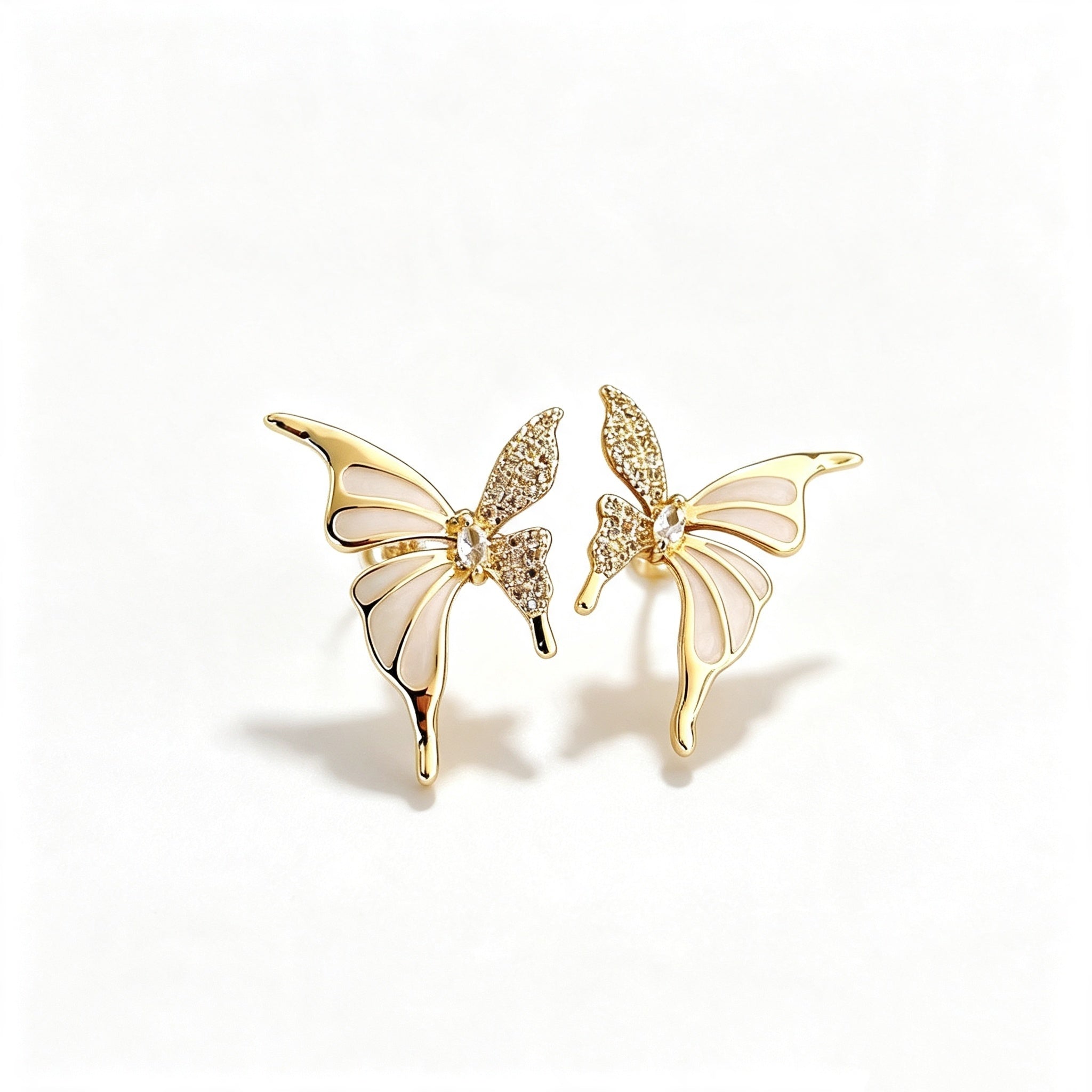 Enamel Diamond-Accented Butterfly Stud Earrings