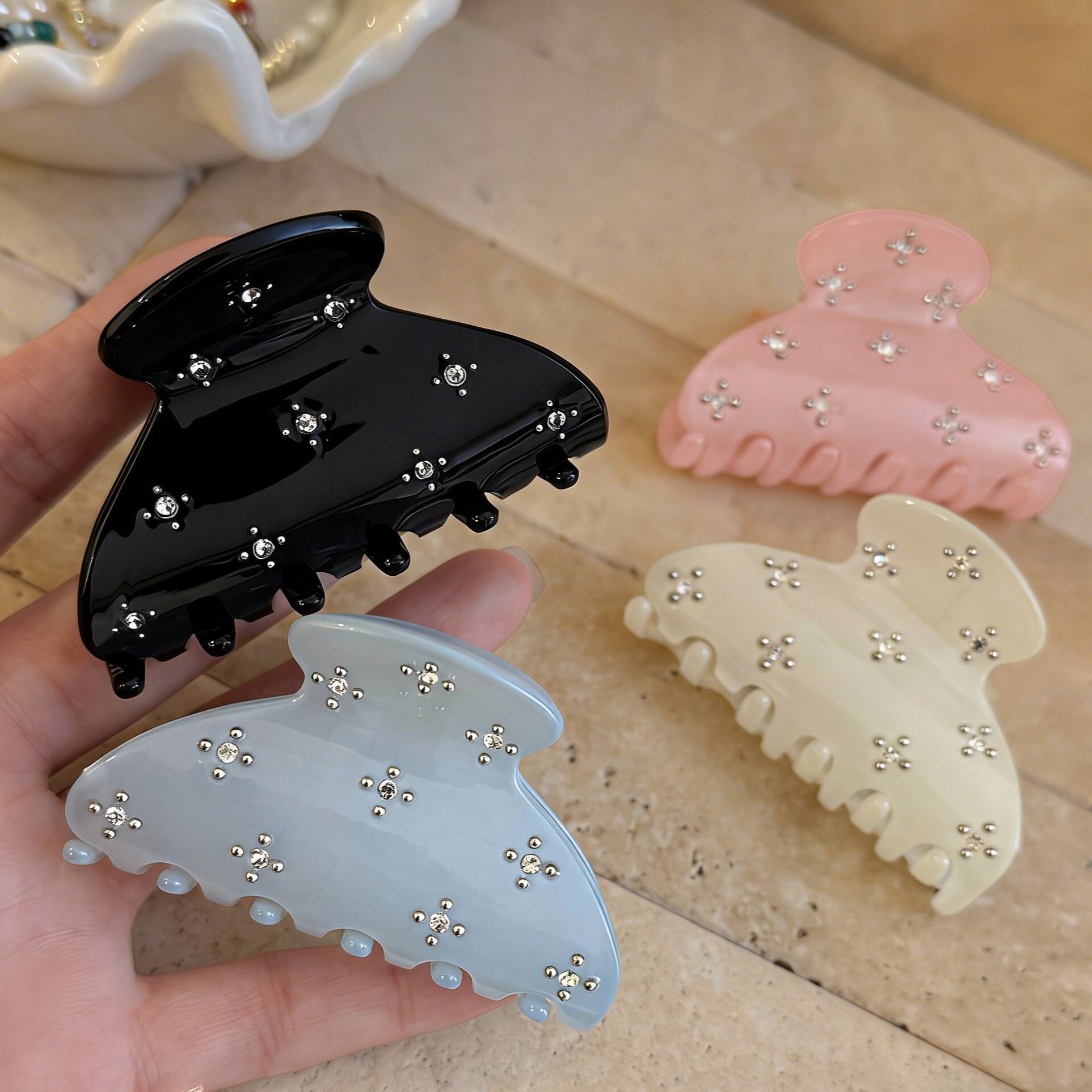 Rhinestone-Embellished Shark Clip